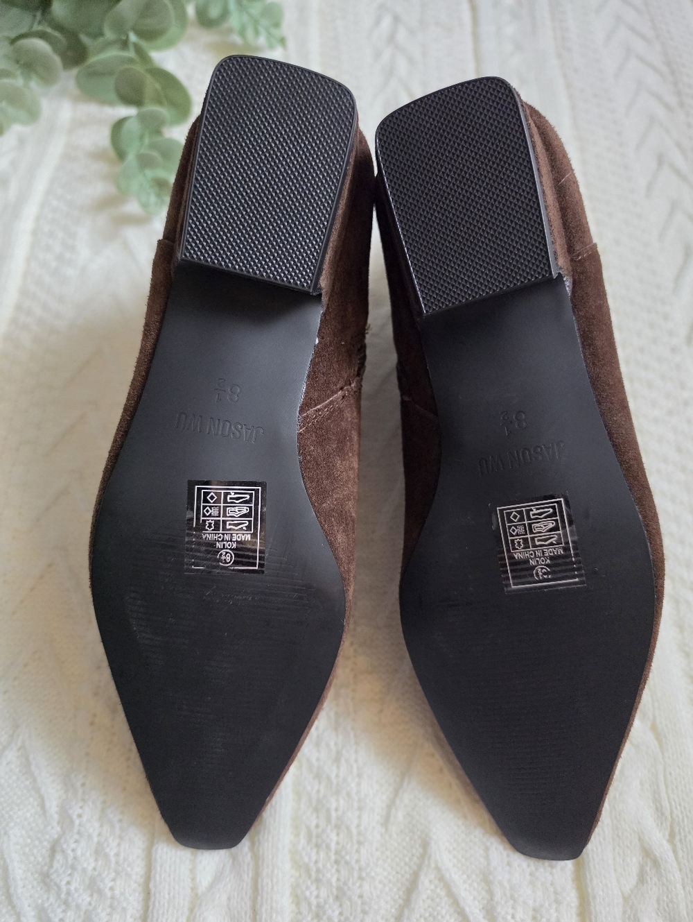 Jason Wu Genuine Leather Suede Booties Clip Pointed Toe Zipper Brown NWT 8.5 - Picture 11 of 17
